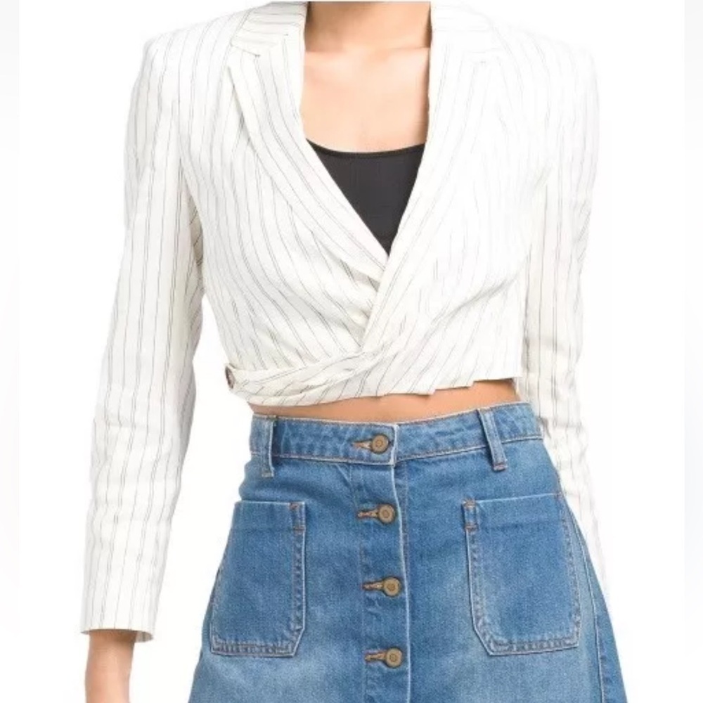 Zara Women's Long Sleeves Linen Blend Short Cropped Blazer Jacket Size XS - NWT